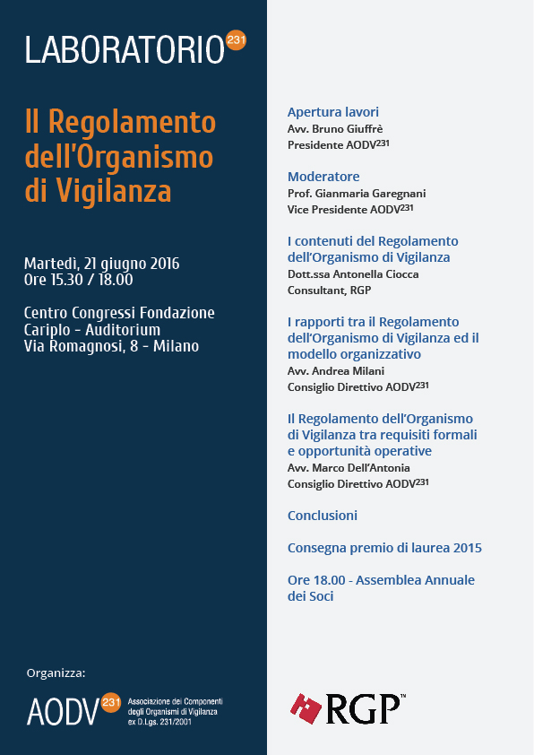 Il Regolamento dell´Organismo di Vigilanza